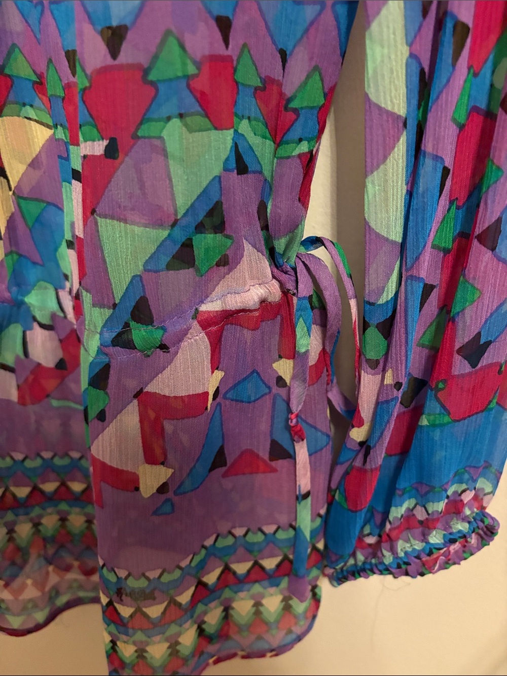 Hale Bob Purple Multi Geometric Sheer Silk Tunic/Coverup - Picture 7 of 12